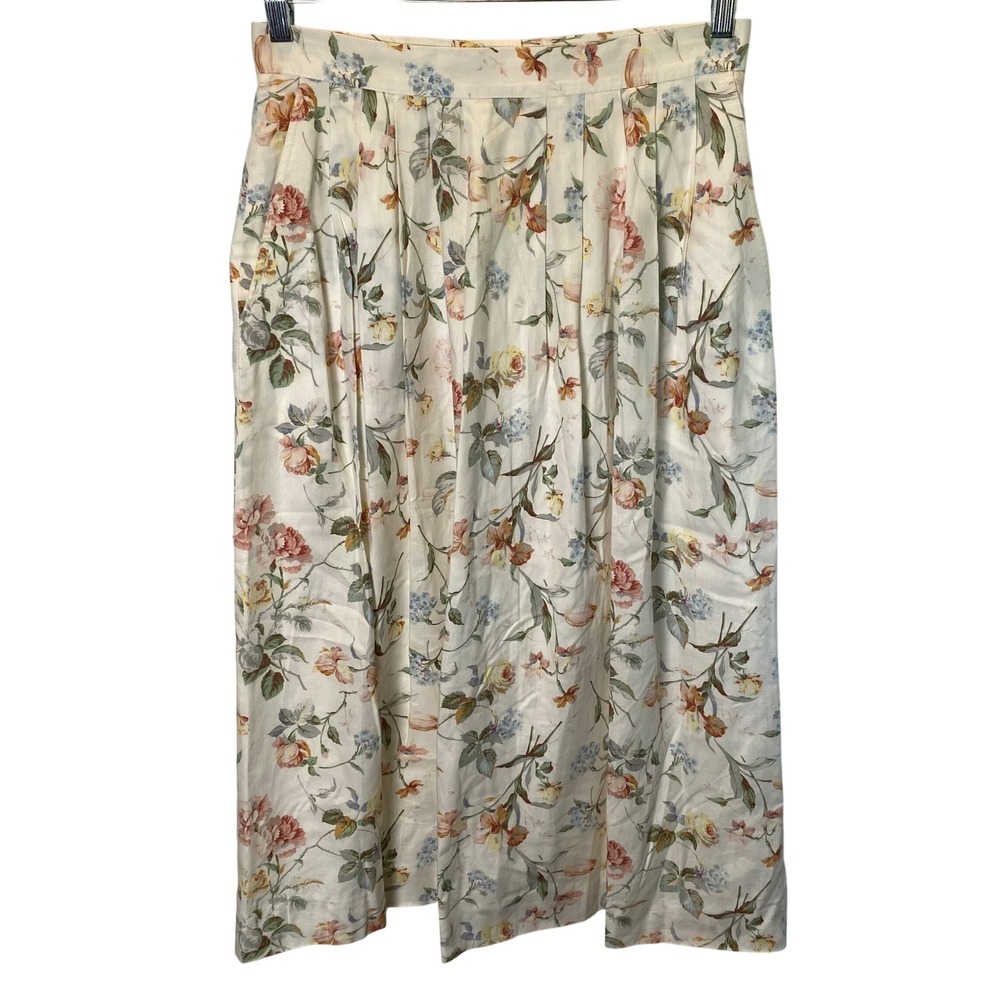 Vintage Brooks Brothers Floral Midi Skirt Womens 12 Pleated Preppy Cottagecore